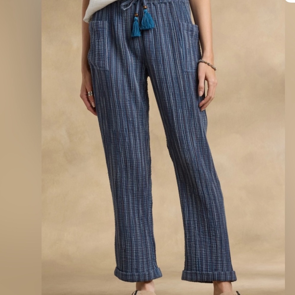 Sundance nwot Campari Striped Blue elastic waist pants